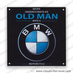 Plaque publicitaire / logo BMW moto: old man 20 x 20 cm