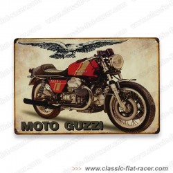 Plaque publicitaire copie Moto Guzzi en 20x30 cm.