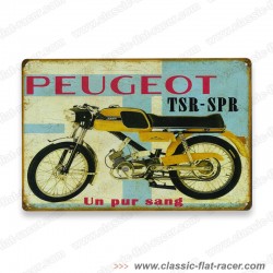 Plaque publicitaire copie Peugeot 50 TSR en 20x30 cm.